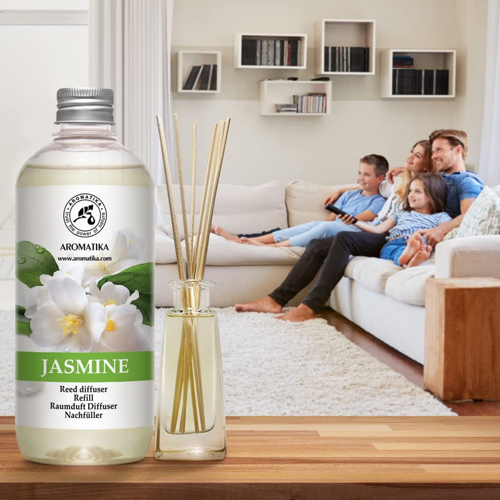 Jasmine Reed Diffuser Refill w/Natural Essential Jasmine Oil 17 Fl Oz - Fresh & Long Lasting Fragrance - Scented Reed - Set of 169