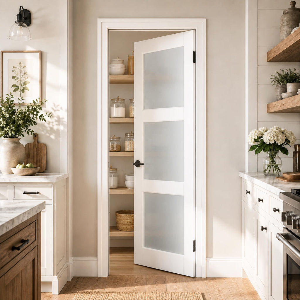 28" x 80" Interior Slab Door, Frosted Glass Pantry Door