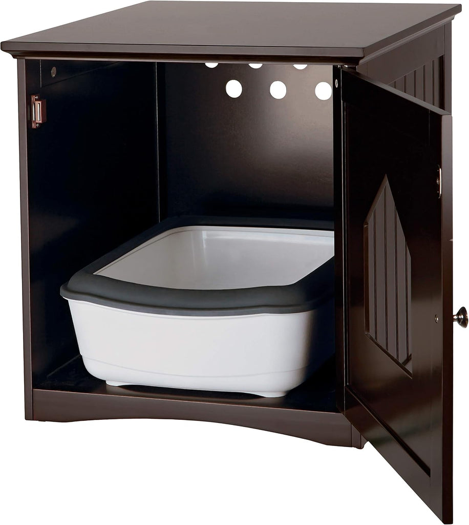Small Litter Box Enclosure - Indoor Furniture for Cats - Use to Cover Litter - Add a Bed for a Retreat - Brown