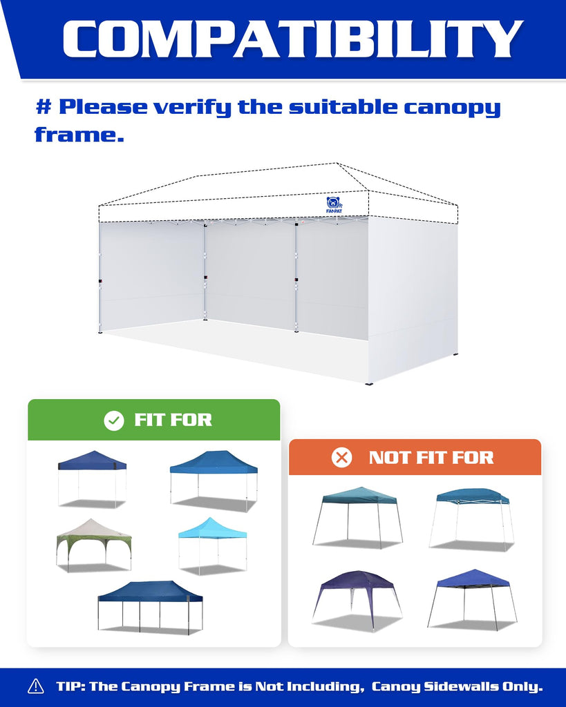 10x20ft Sidewalls for Canopy, Khaki (4Pcs Sidewalls Only)