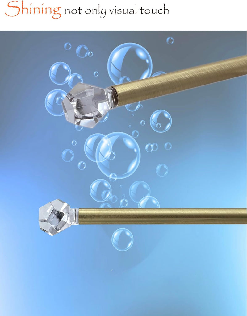3/8" Sash Curtain Rods with Clear Crystal Ball Finials, for French Door & Sidelights, Brass