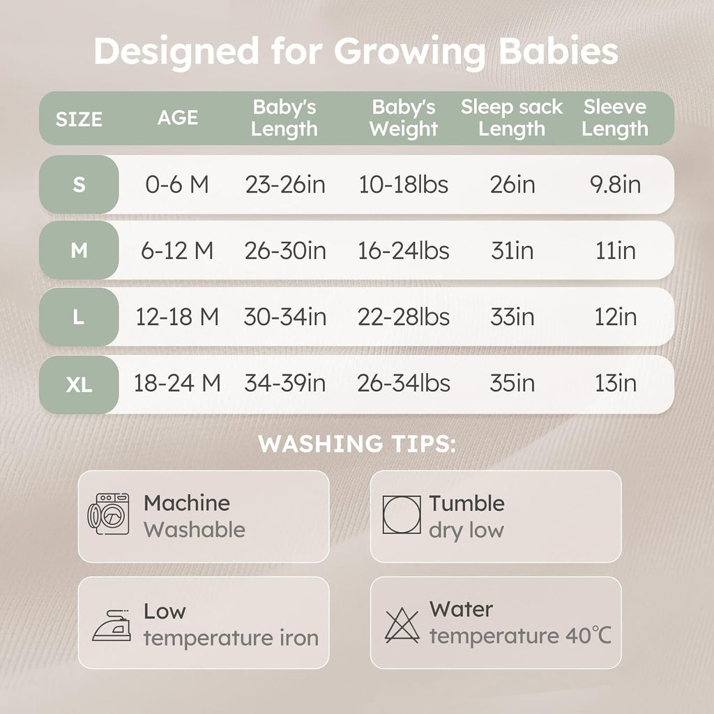 Long Sleeve Sleep Sack,1.0 TOG Baby Wearable Blanket