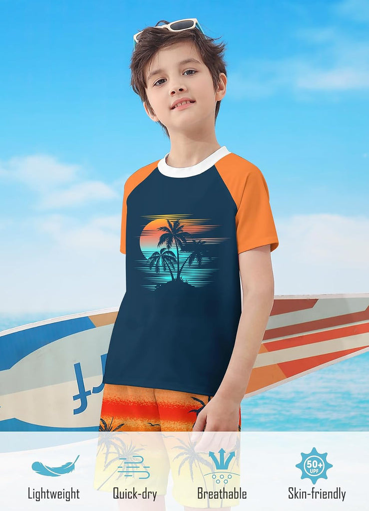 Boys Swim Set Rash Guard Swimsuits Two Piece