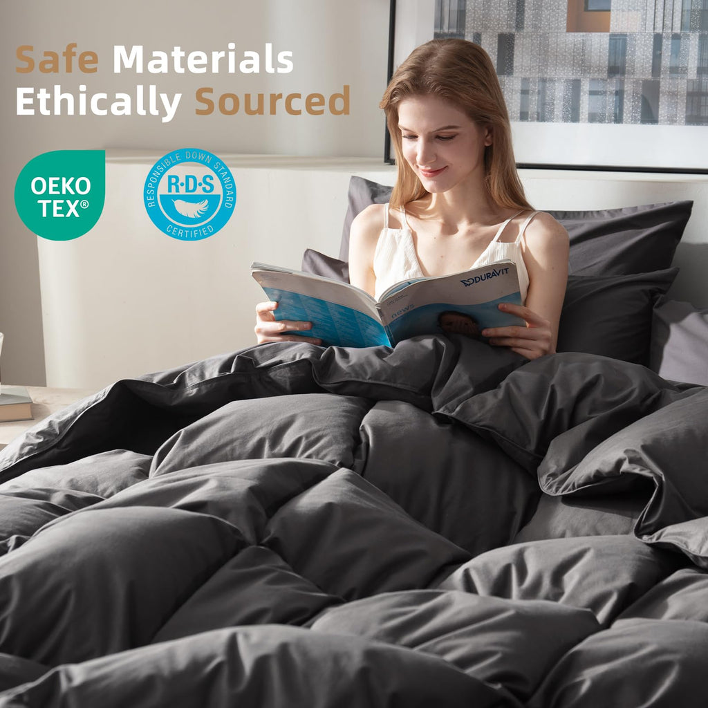 Hungarian Feather Down Comforter Oversized King, 100% Organic Cotton Cover