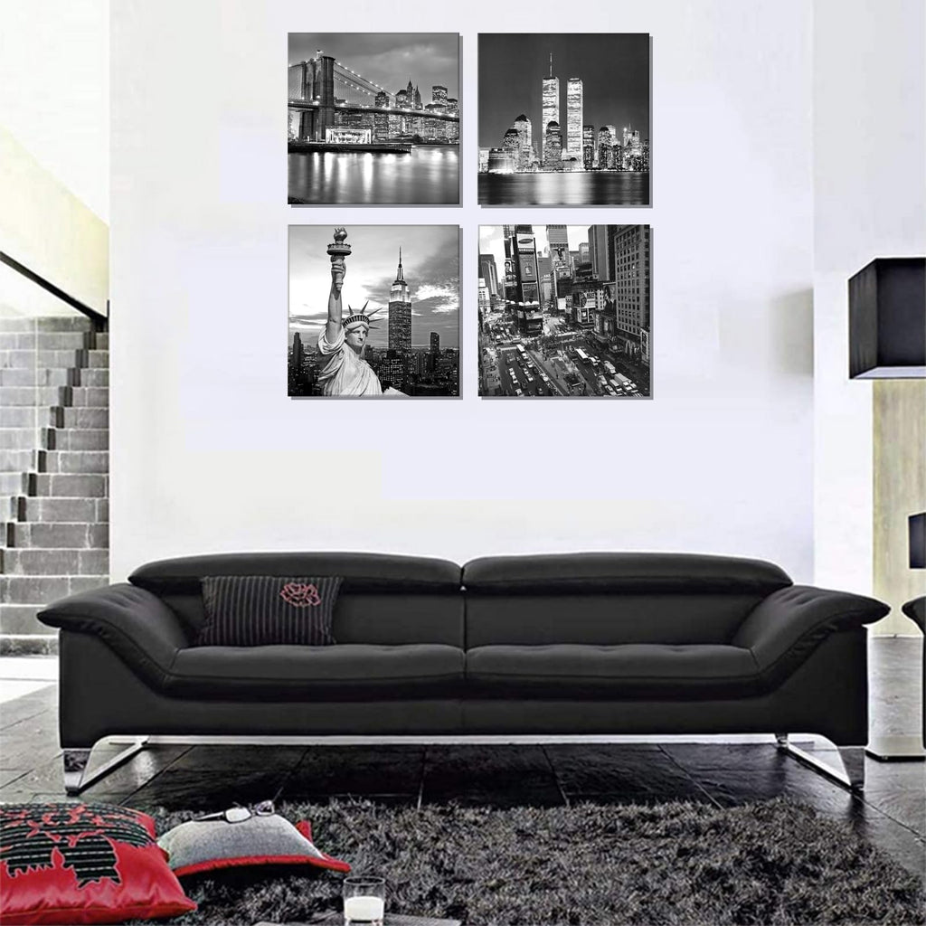 Black and White New York City Brooklyn Bridge Statue of Liberty Contemporary Decorations Office Bedroom Home