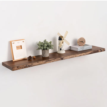 40" Live Edge Floating Shelves, Solid Elm Wood, Vintage