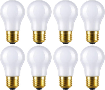 A15 Shatterproof Incandescent Bulbs 40 Watt (8-Pack) 40W Appliance Light Bulbs, E26 Medium Base, Frosted, Shatter