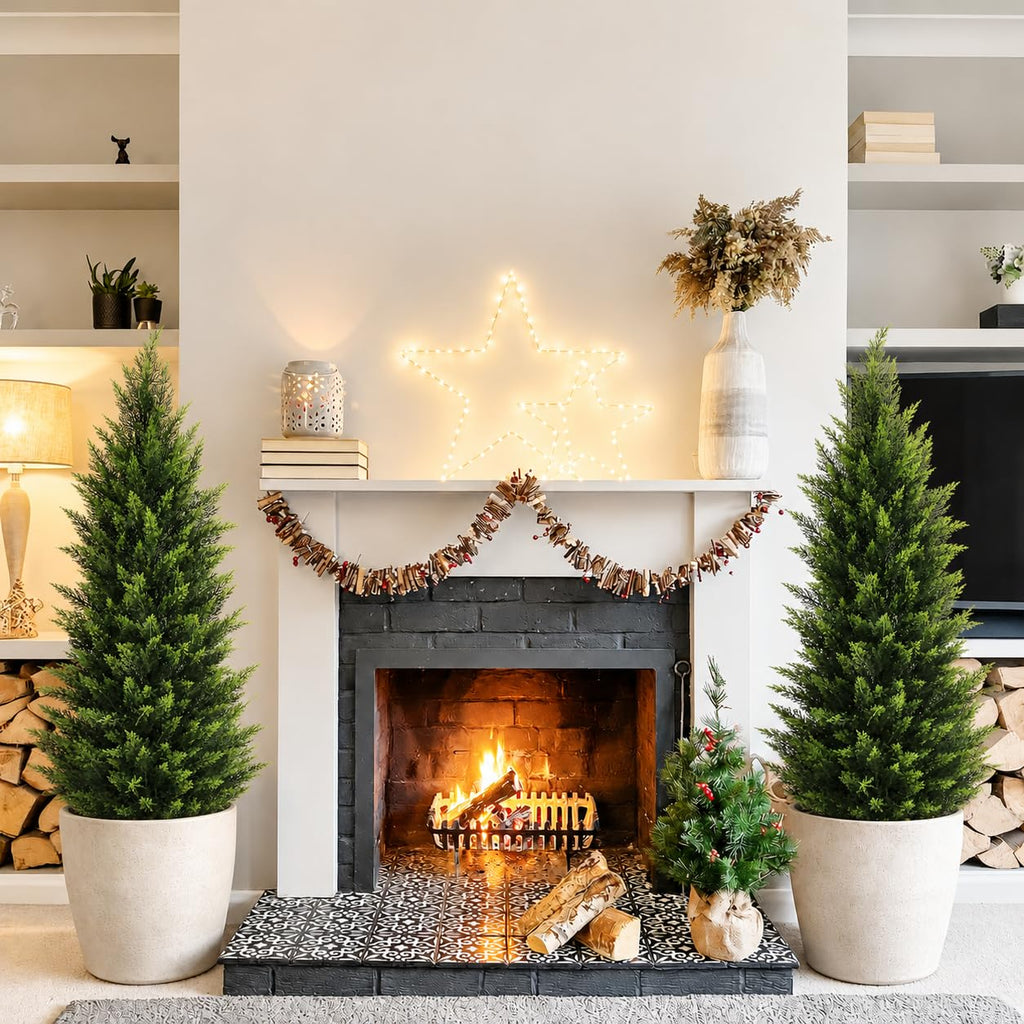 4FT Artificial Cedar Topiary Tree, Set of 2