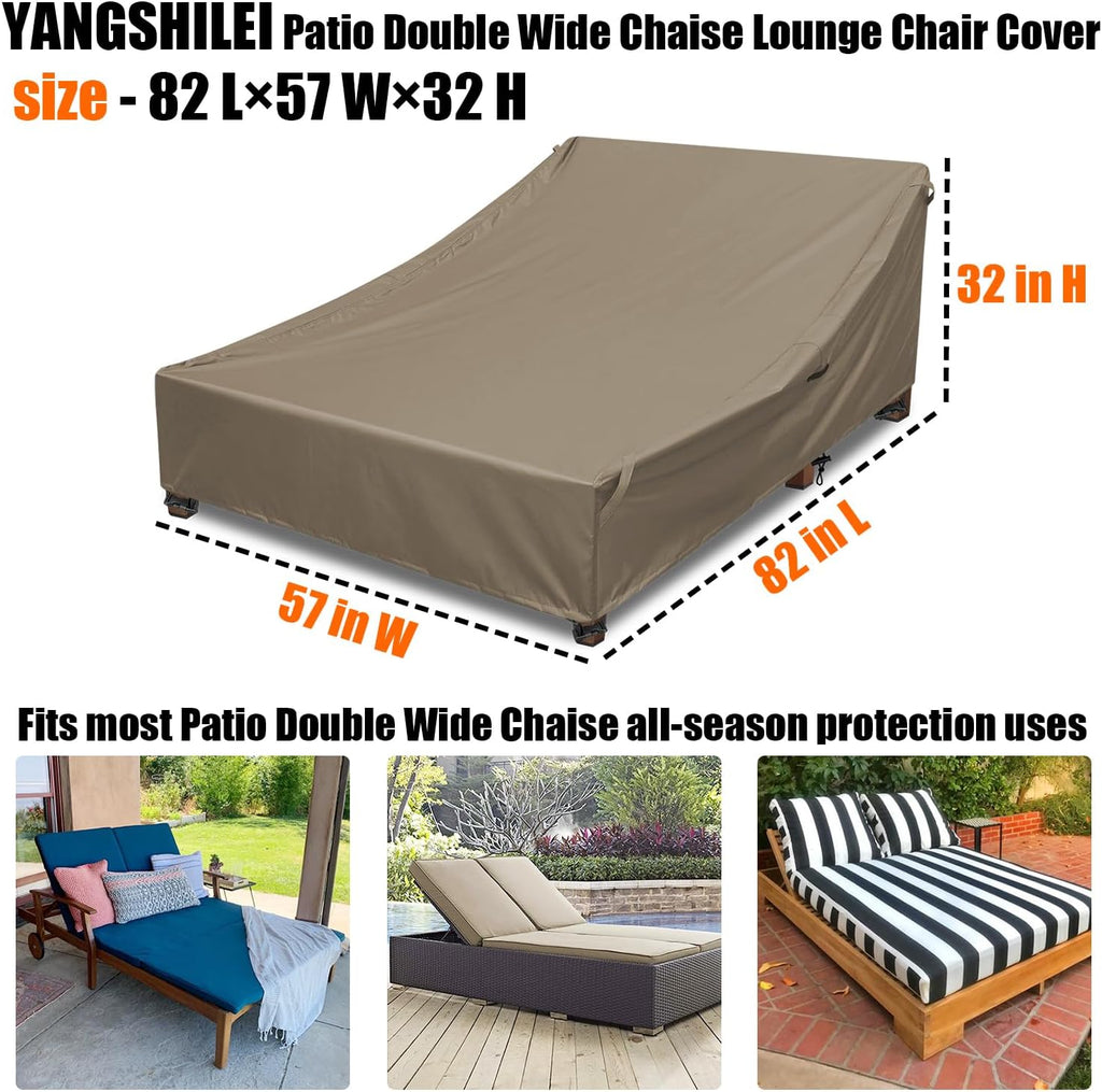 Double Chaise Lounge Cover Outdoor Waterproof Daybed Cover | 600D Weather-Resistant Oxford Fabric Tear-Resistant and