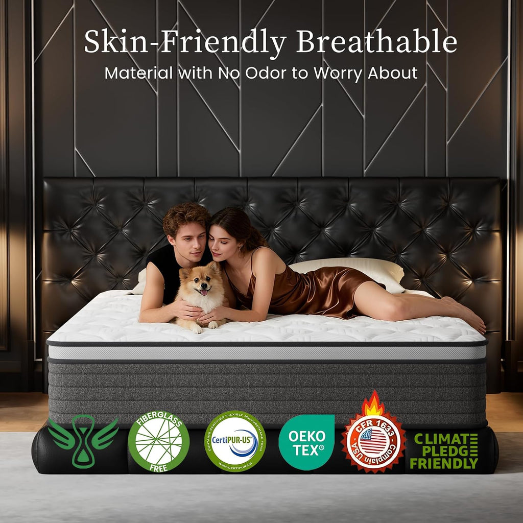 Queen Mattress 14 Inch Hybrid Queen Size-Gel Memory Foam Mattress in a Box, Individually Wrapped Pocket Spring