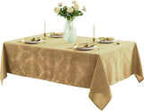 Barcelona Damask Fabric Tablecloth, 60 x 120 Inch Rectangle, Gold - No Iron, Soil Resistant Table Co
