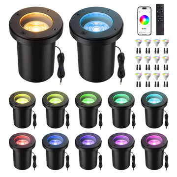 Smart RGBCW In-Ground Well Light, 12V Low Voltage Wired, 12 Pack