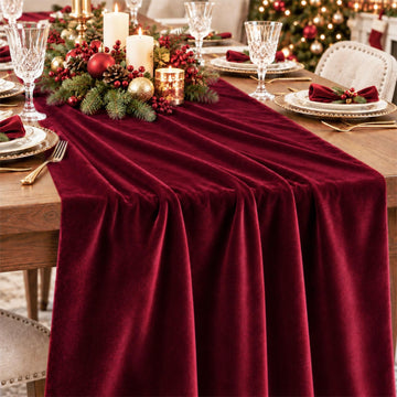 Red Velvet Table Runner, Red Christmas Table Runner Cloth Home Decor