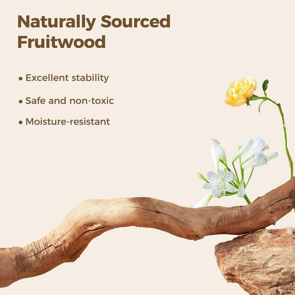 Wood Flower Cat Tree, Modern Cat Tower with Real Wood Branches, Luxury Boho Furniture with Scratching Post and 2