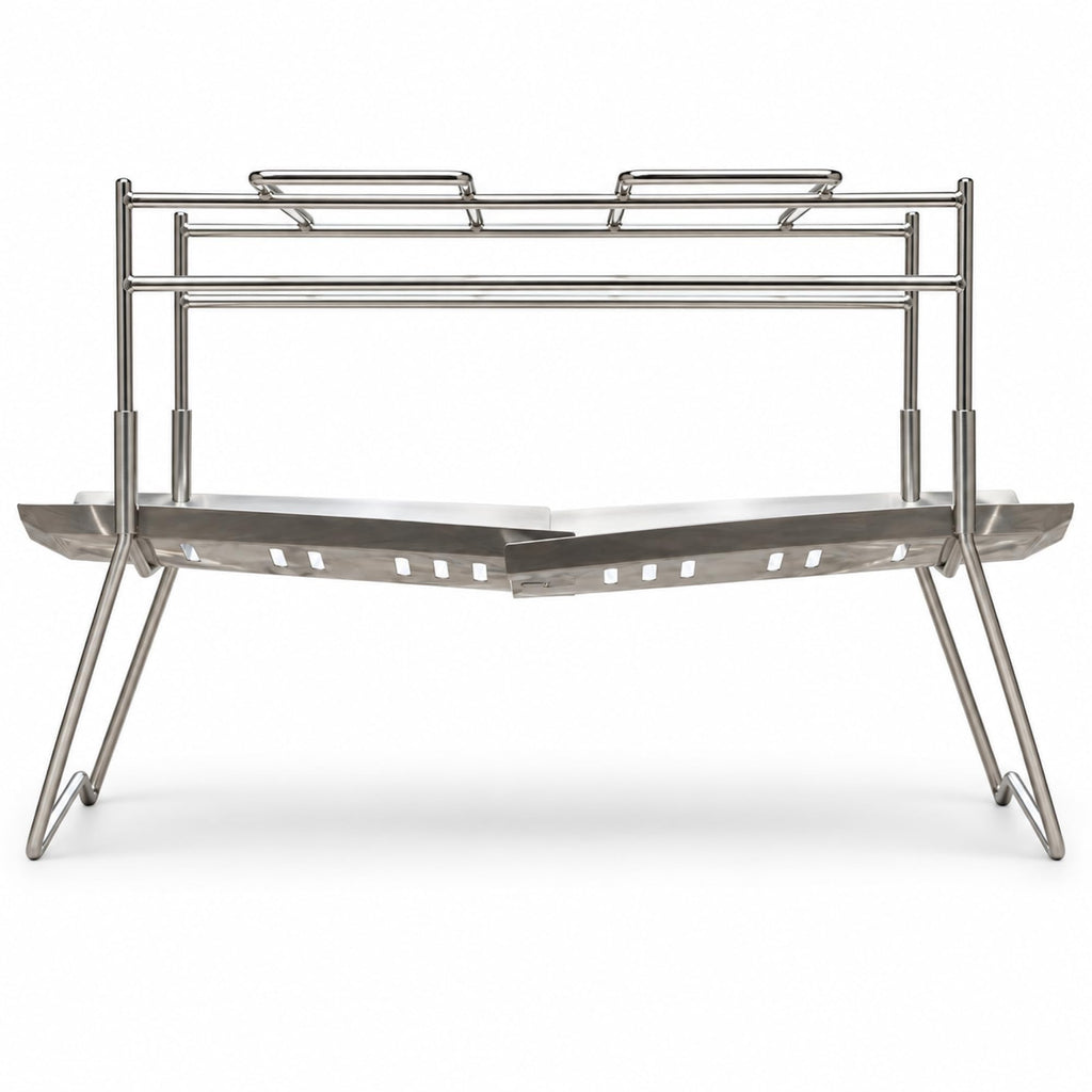Camp HAKOSUKA Folding Camping Fire Pit, Portable Stainless Grill