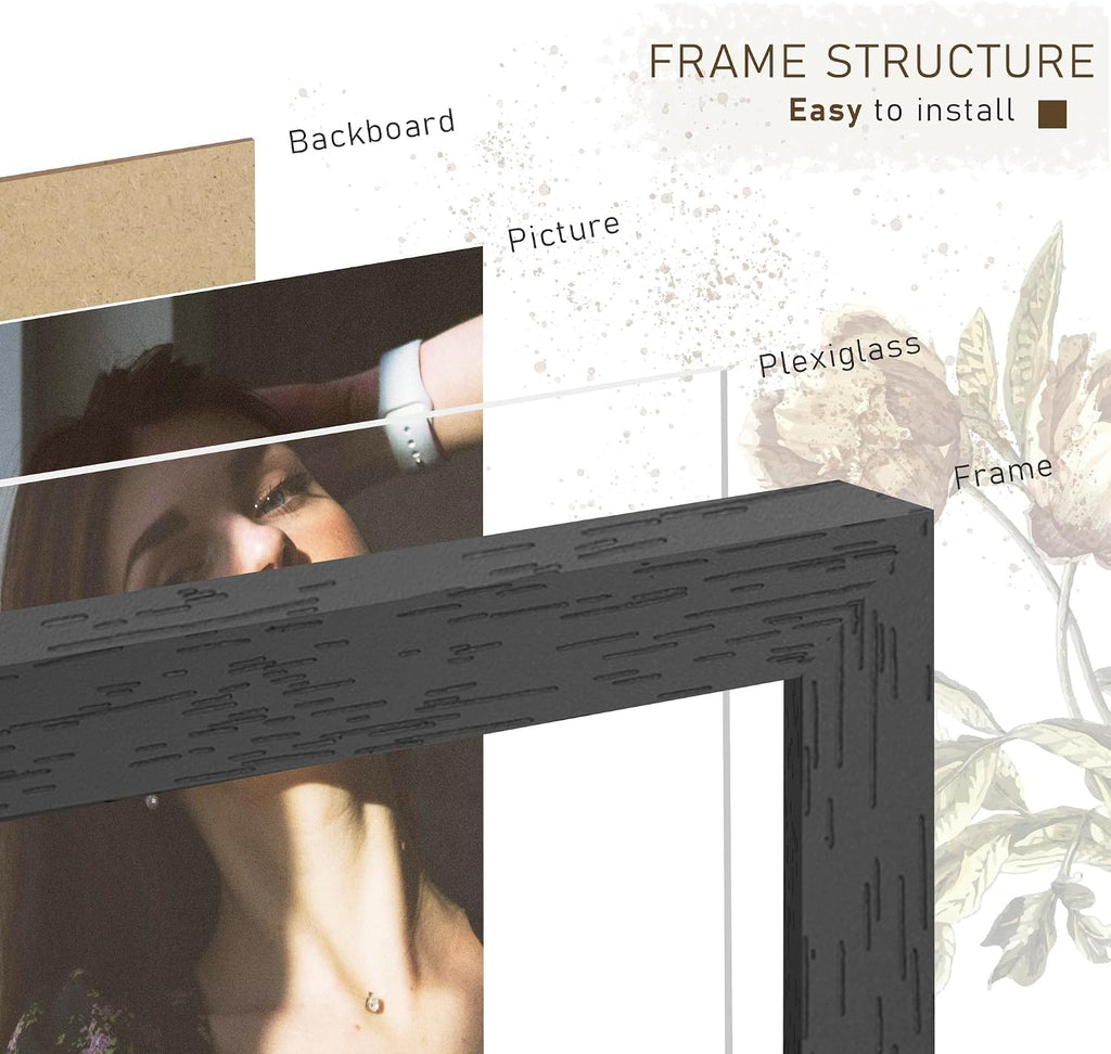 24x36 Solid Wood Poster Frame for Wall Mounting Display,Black | Poster Frames 24 x 36 inches with Polished Plexiglass