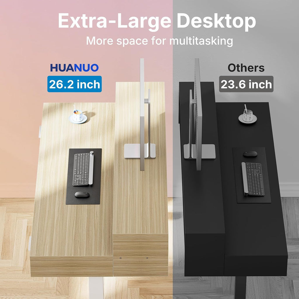 55′′ x 26′′ Electric Standing Desk with 2 Drawers &24.4′′ Large Keyboard Tray, C-Clamp Mount Compatible, Adjustable