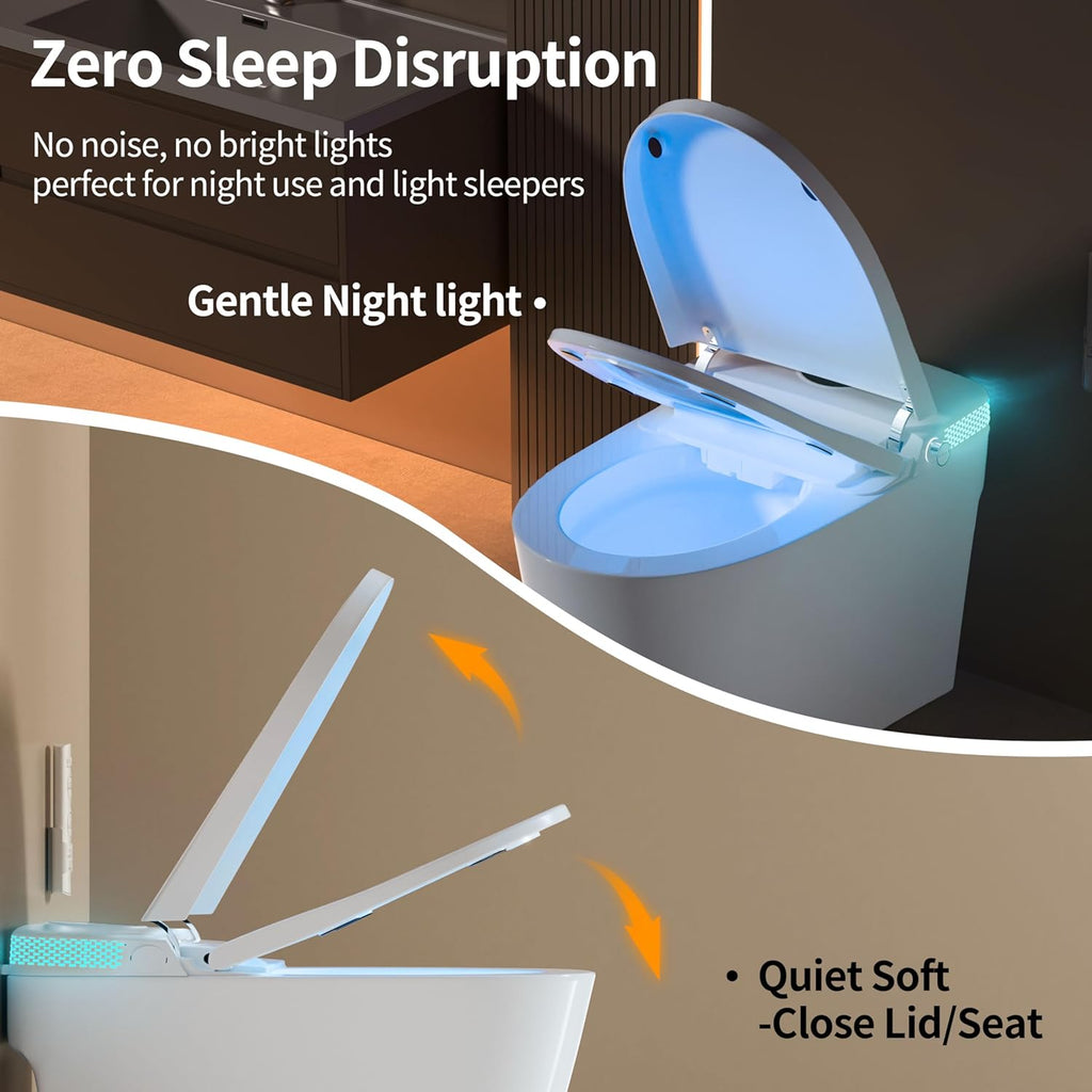 Vipbear Smart Toilet with Bidet Built in, Heated Seat, 4 Cleaning Modes, Child Mode, Warm Dryer & LED Display