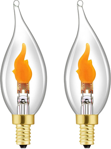 Flickering Flame Light Bulbs,E12 Flicker Candelabra Flame LED Bulb,2 Modes
