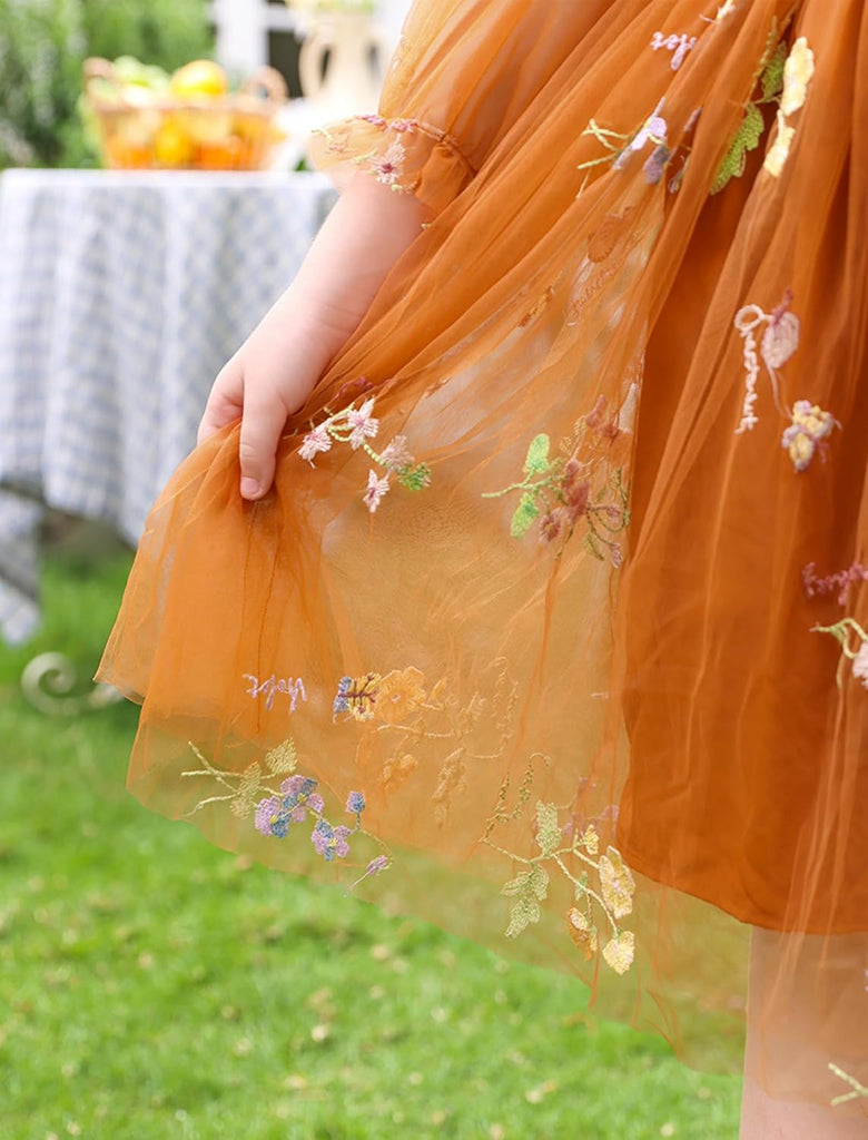 Toddler Girl Birthday Dress Floral Confetti Tulle Formal Wedding Party Long Sleeve Dress Cake Smash Photo Shoot