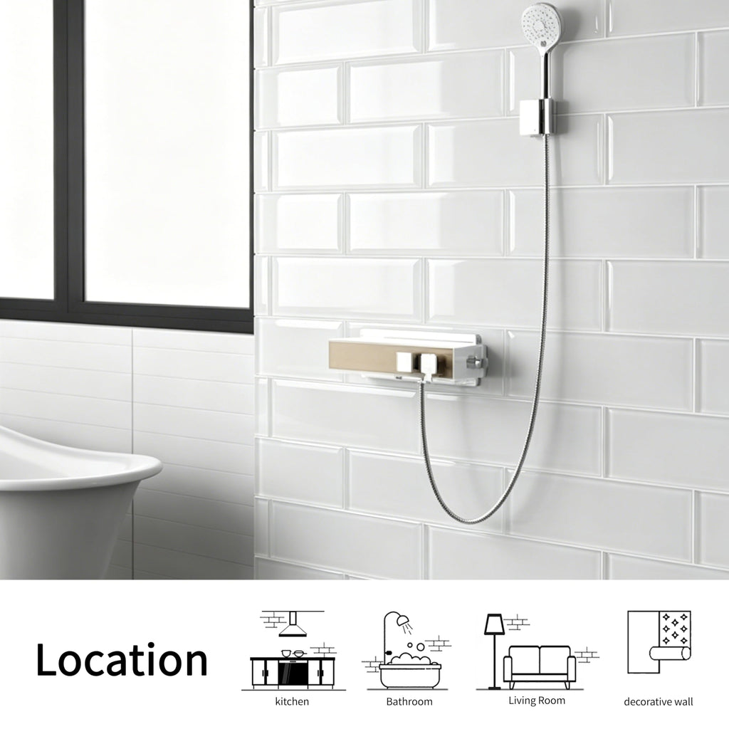 White Glass Subway Tile, Glass Kitchen Shower Backsplash Wall, 4 x 12 Inches, 12Pcs, 4 Sq.Ft.