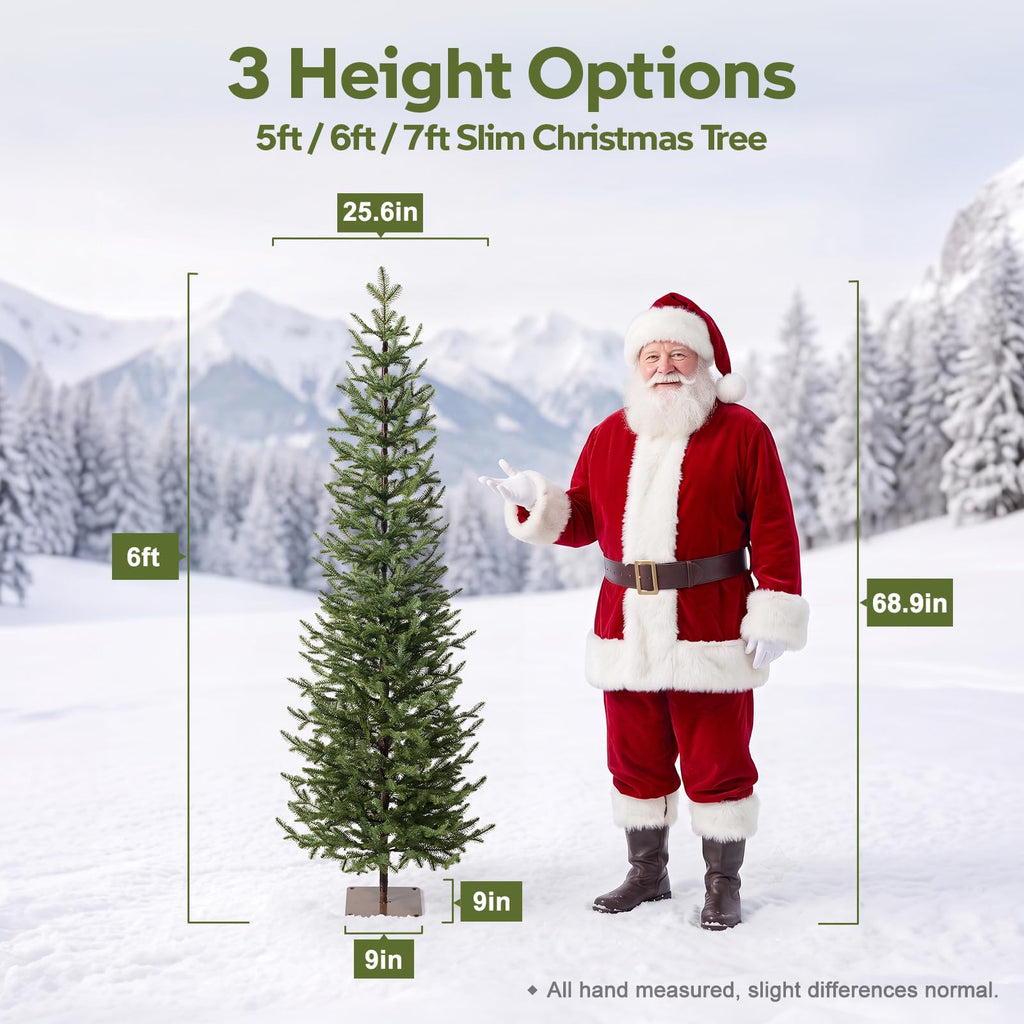 Pencil Slim Christmas Tree 6ft Artificial Xmas Tree, No Lights