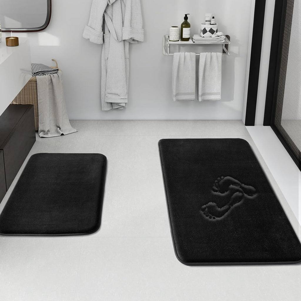 Bathroom Rugs Sets 2 Piece, Non-Slip & Quick Dry Bath Mat Set, Ultra Soft Velvet Bath Rugs , Toilet and Shower Floor