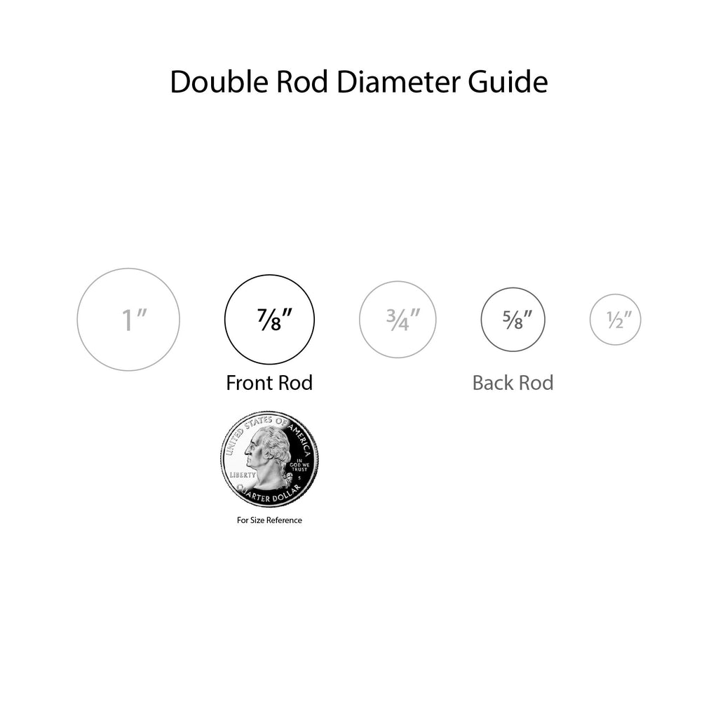 Urn Telescoping Double Drapery Rod Set, 36-72", Antique Silver
