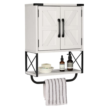 Farmhouse Medicine Cabinet with 2 Barn Door, Bathroom Wall Cabinet