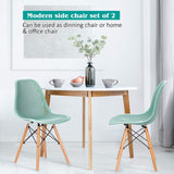 Set of 2 Modern Dining Chairs, Outdoor Indoor Shell PP Lounge Side Chairs with Mesh Design, Beech Wood Legs