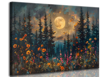 Full Moon Forest Canvas Wall Art 24x36Inch