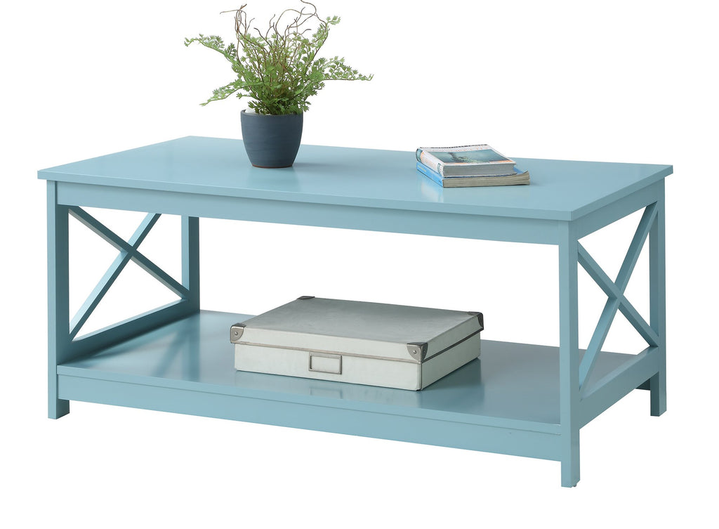 Oxford Coffee Table with Shelf, Sea Foam Blue