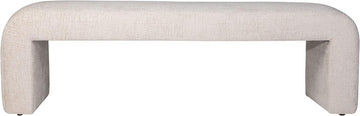 Sophia Modern Luxury Curved Upholstered Jacquard Bedroom Hallway Bench, End of Bed Bench, Large Size, Natural