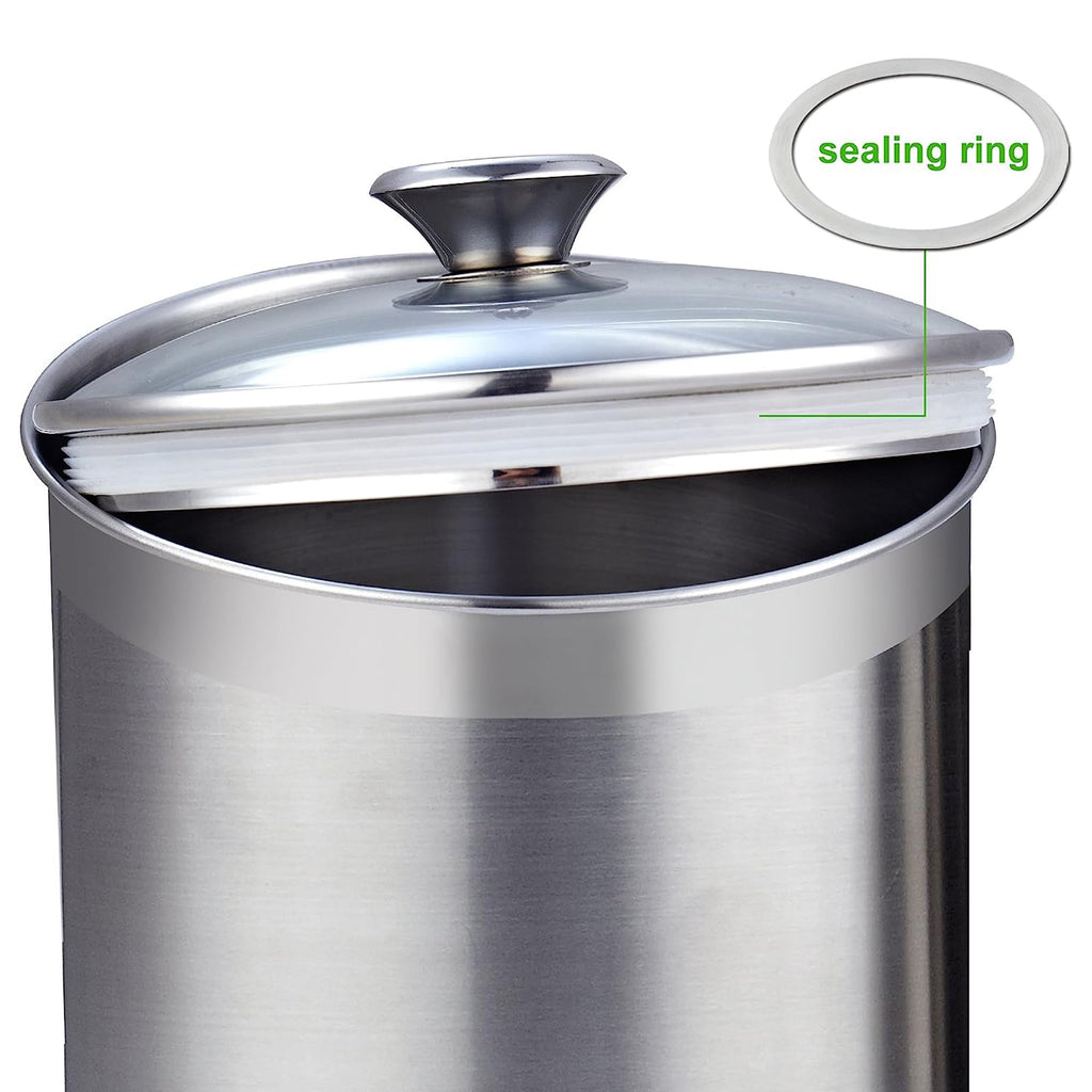 Classic Stainless Steel Food Jar Storage Canister Set Medium, Airtight Containers with Glass Lid for Tea Coffee Sugar