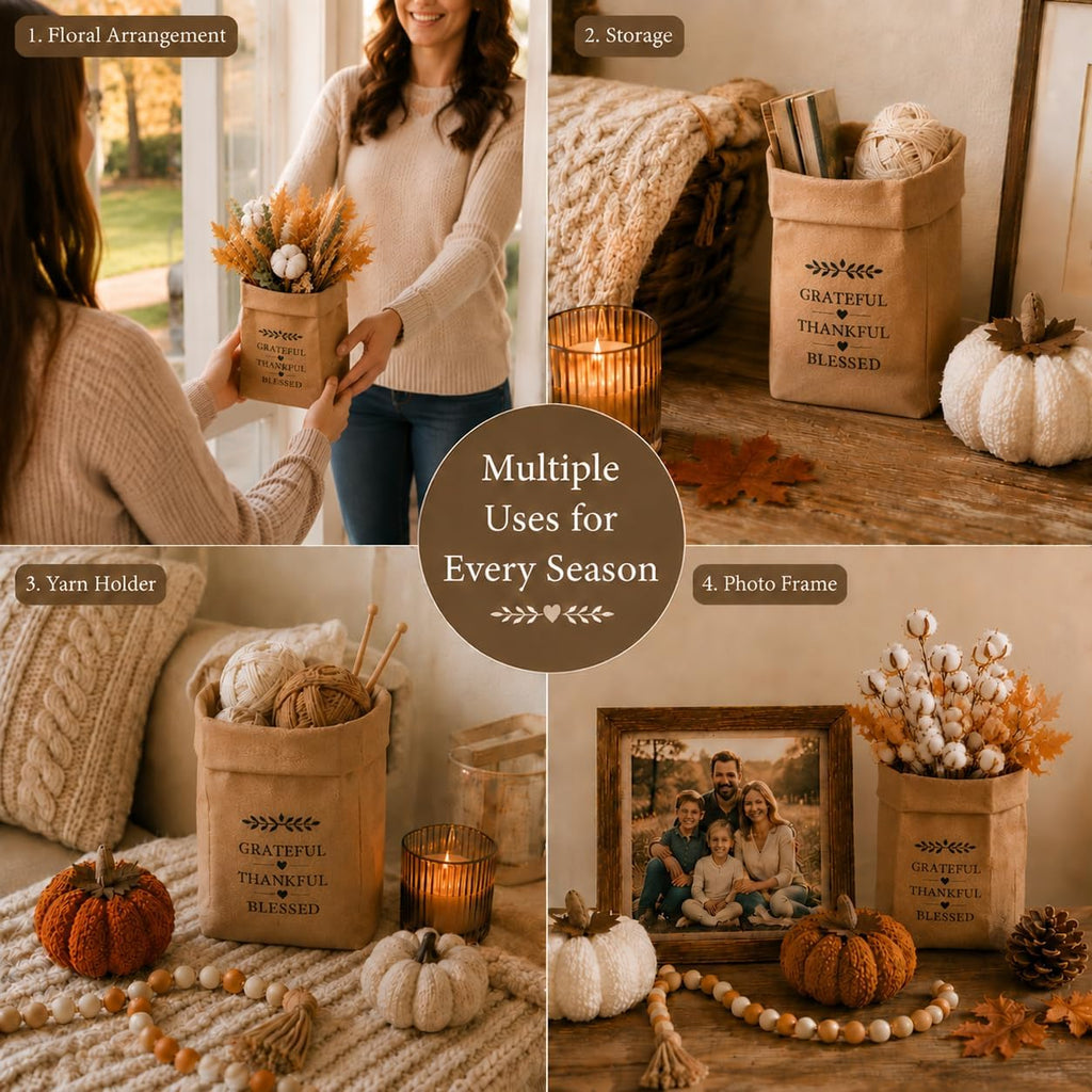 Fall Decor Set, Cozy Autumn Decorations with Pumpkins - Set of 8