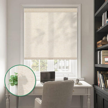 Light Filtering Roller Shades Cordless Blinds with Natural Linen Fabric, Roller Blinds for Indoor Windows, Custom