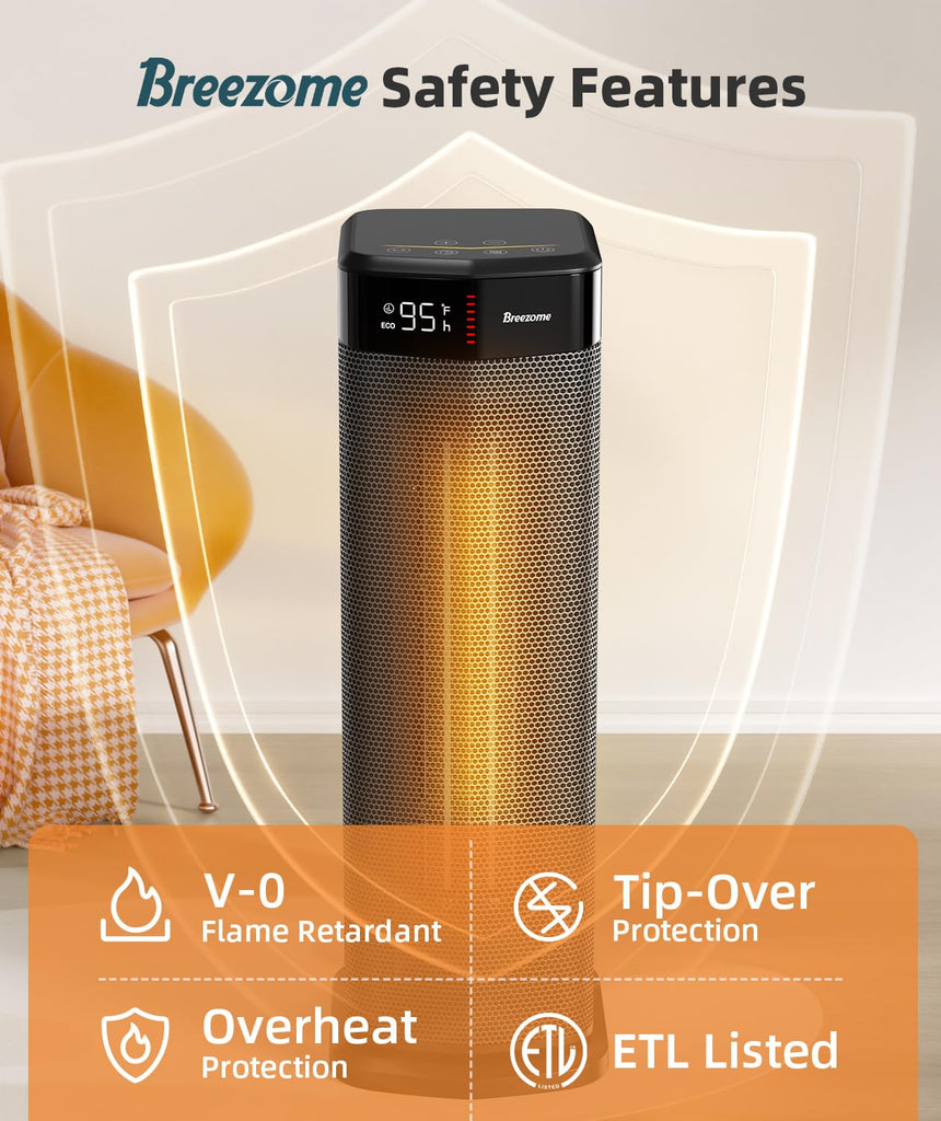 Space Heater for Indoor Use, 1500W PTC Ceramic Electric Heaters