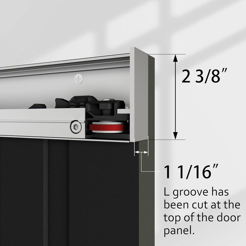 42"x84" Concealed Sliding Barn Door with Soft Close Hardware Kit, Black Hidden Door for Opening 38"-