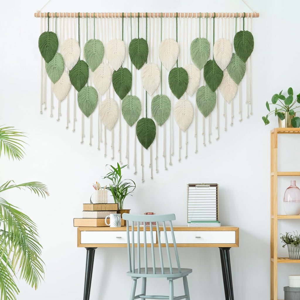 Large Macrame Wall Hanging Boho Leaves Macrame Tapestry Chic Wall Decor