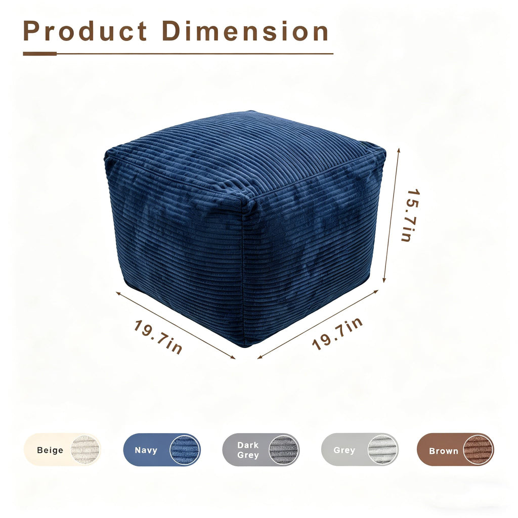 Corduroy Square Pouf Ottoman - Foot Stool
