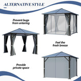 10’x10’ Patio Hardtop Gazebo with Polycarbonate Roof, Waterproof Outdoor Canopy Gazebo