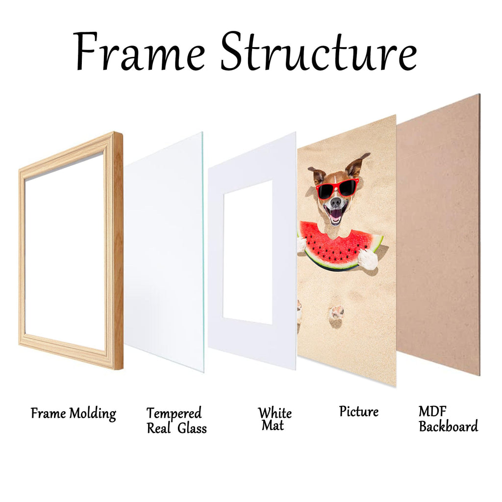 12x16 Picture Frame, Poster frame for Wall, 12 By 16 Wooden Photo Frame with Real Glass, Display Pictures 8.5x11 with