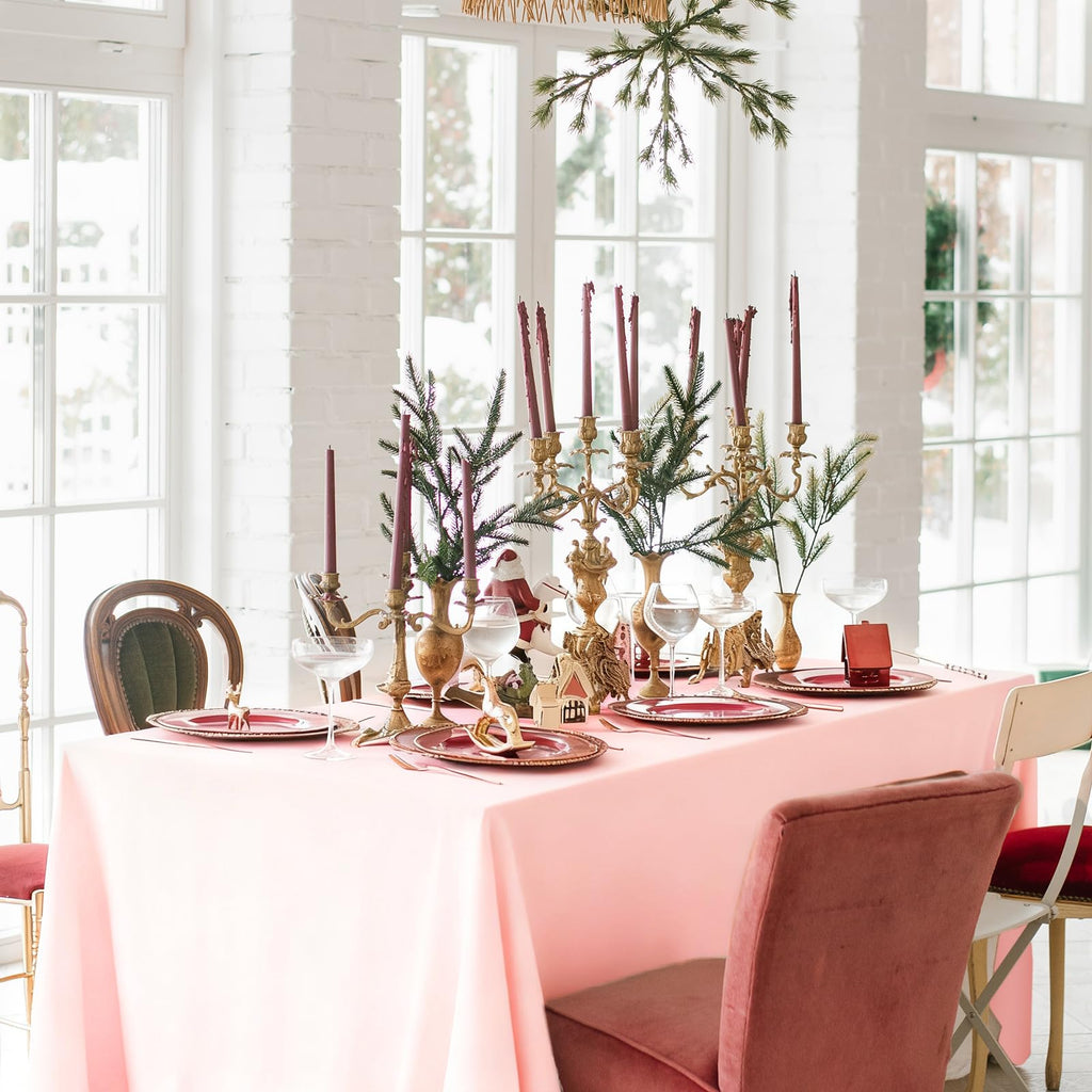 16 Pcs Christmas Plastic Tablecloth Rectangle Table Cover Pink Red Green Waterproof Table Cloth for Xmas Party Winter
