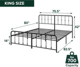 Leonardo Metal Platform Bed Frame, Victorian Spindle Style Headboard and Footboard, Heavy Duty Bed Base