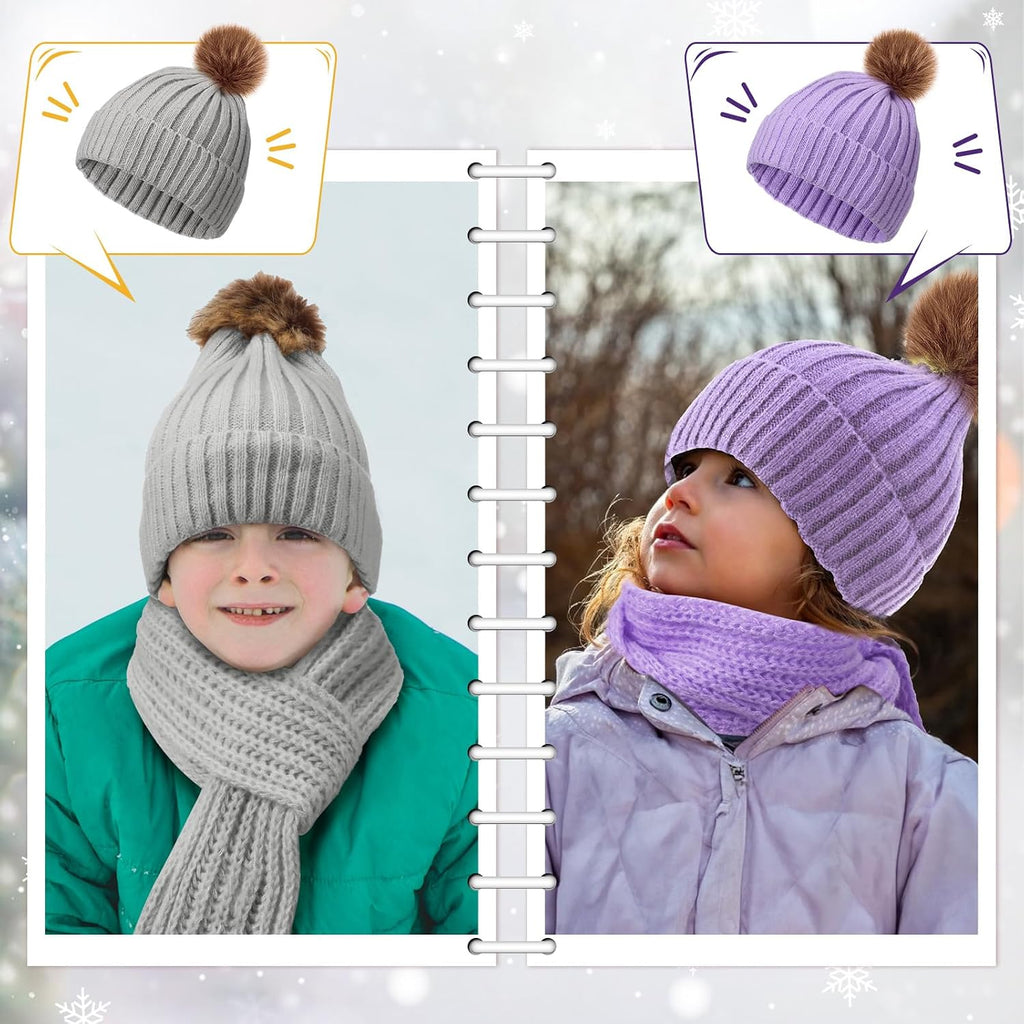 4 Sets Kids Winter Hat Scarf Gloves Set for Girls