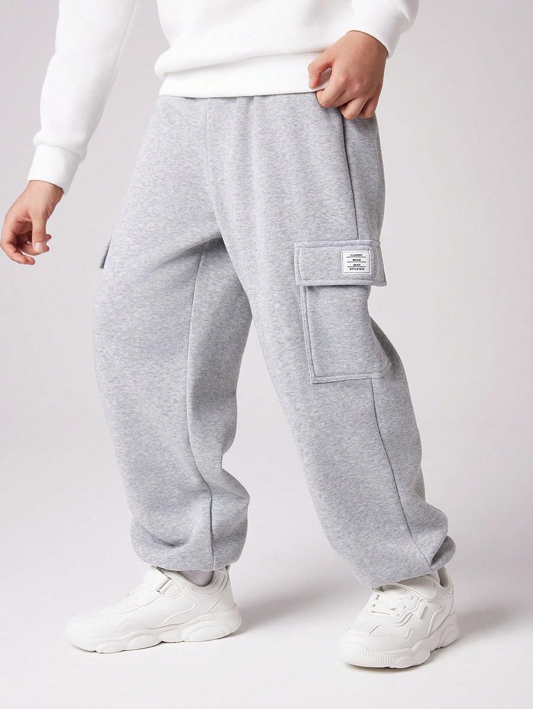 Boy's Straight Cargo Pants Baggy Sweatpants Casual Sports Joggers