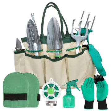 Stainless Steel 11 Piece Heavy Duty Garden Tool Set with Tote Bag - Premium Gardening Tools & Hand Tools Set