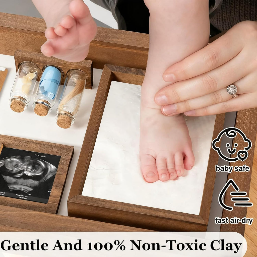 Baby Keepsake Box, Clay Baby Hand and Footprint Kit, Baby Picture Frame