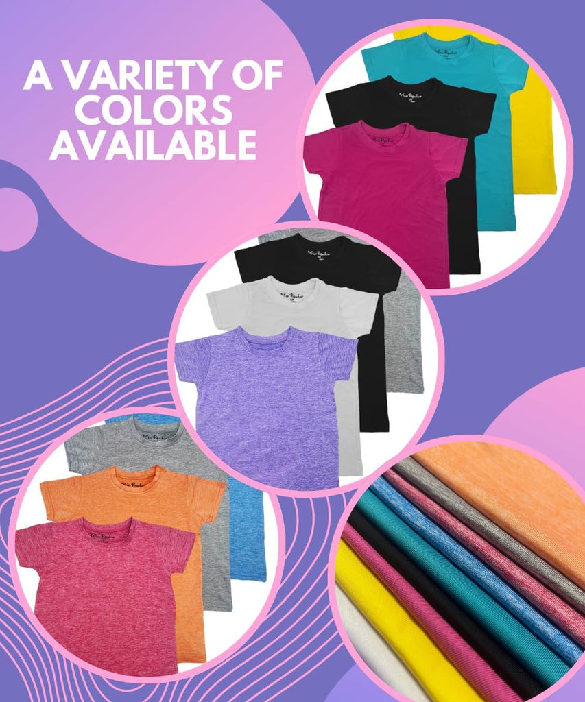 Girls 4 Pack Short Sleeve Quick Dry-Fit Moisture Wicking Active Athletic Performance Crew Neck T-Shirts