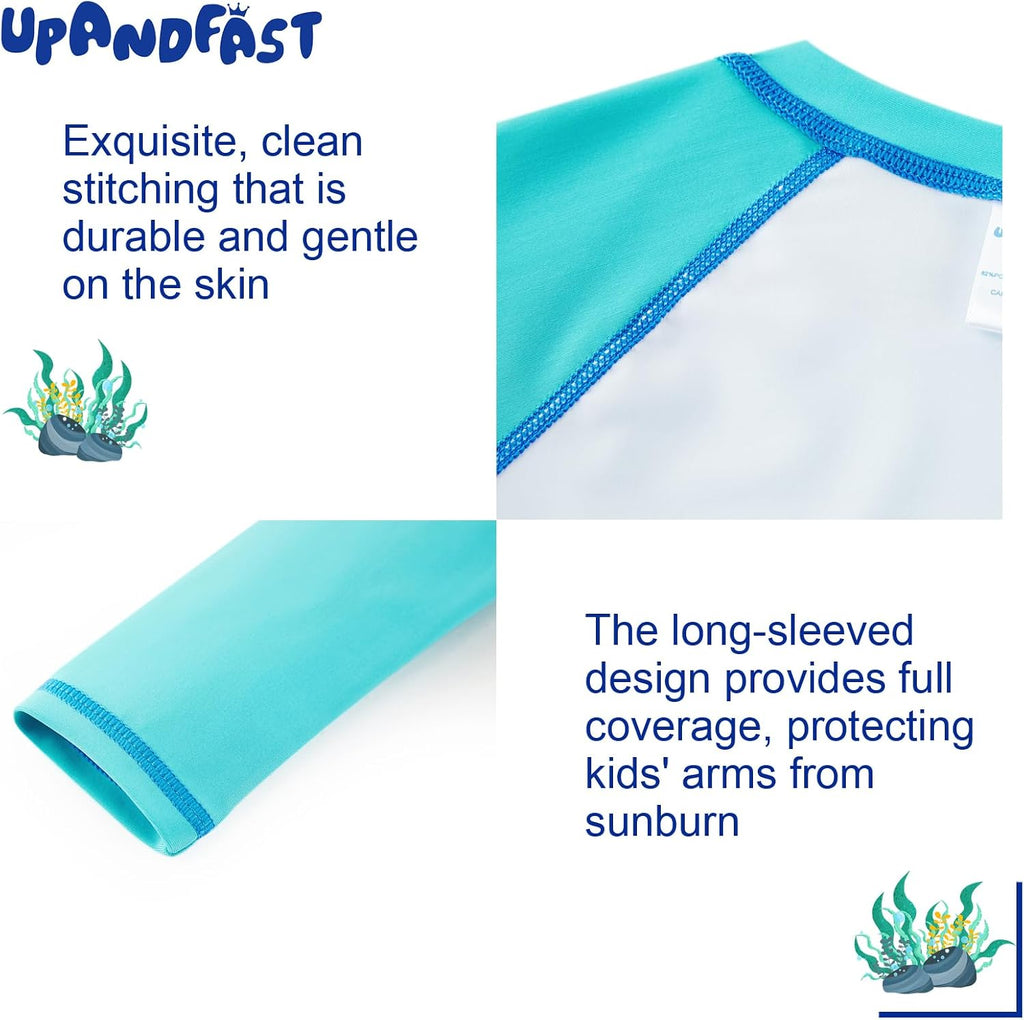 Boys Rash Guard Set UPF 50+ Long Sleeve Swimsuits